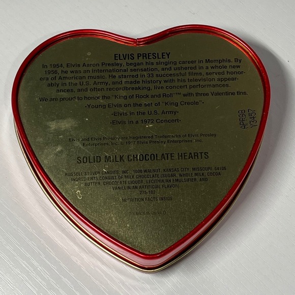 Elvis Presley Vintage Russell Stover Heart Valentine Tin Army Uniform 1997 - Picture 4 of 7